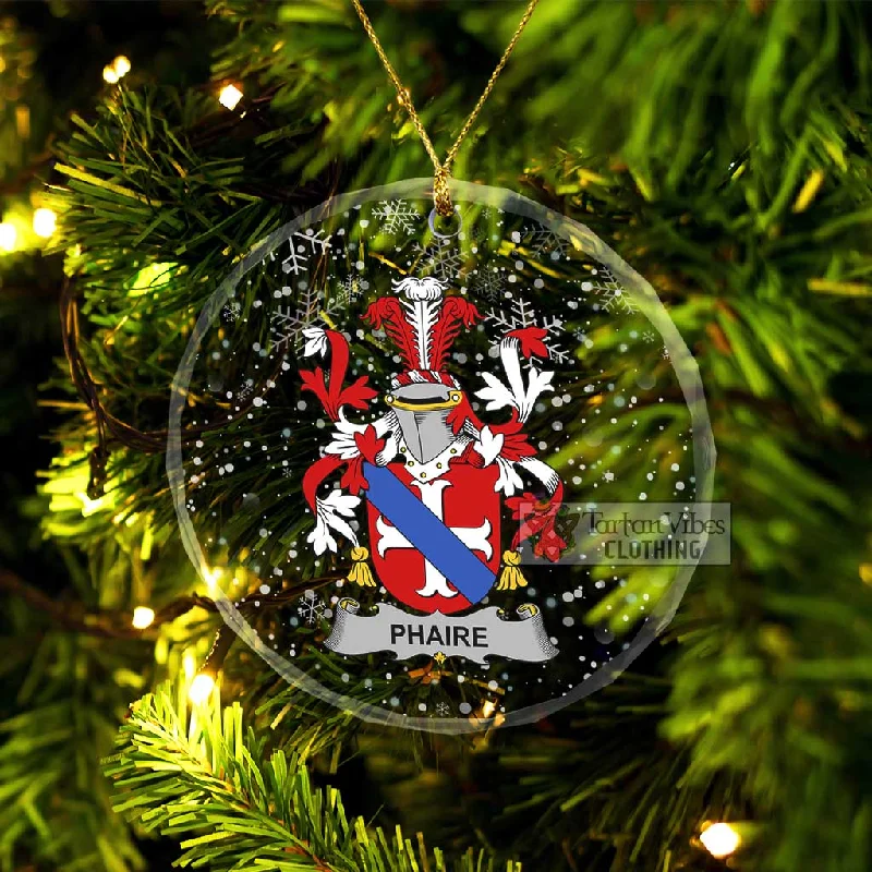 Phaire Irish Clan Christmas Glass Ornament with Coat of Arms A-Line Ball Gown Mermaid