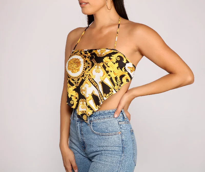 Chainlink Handkerchief Crop Top Elegant Classic Vintage