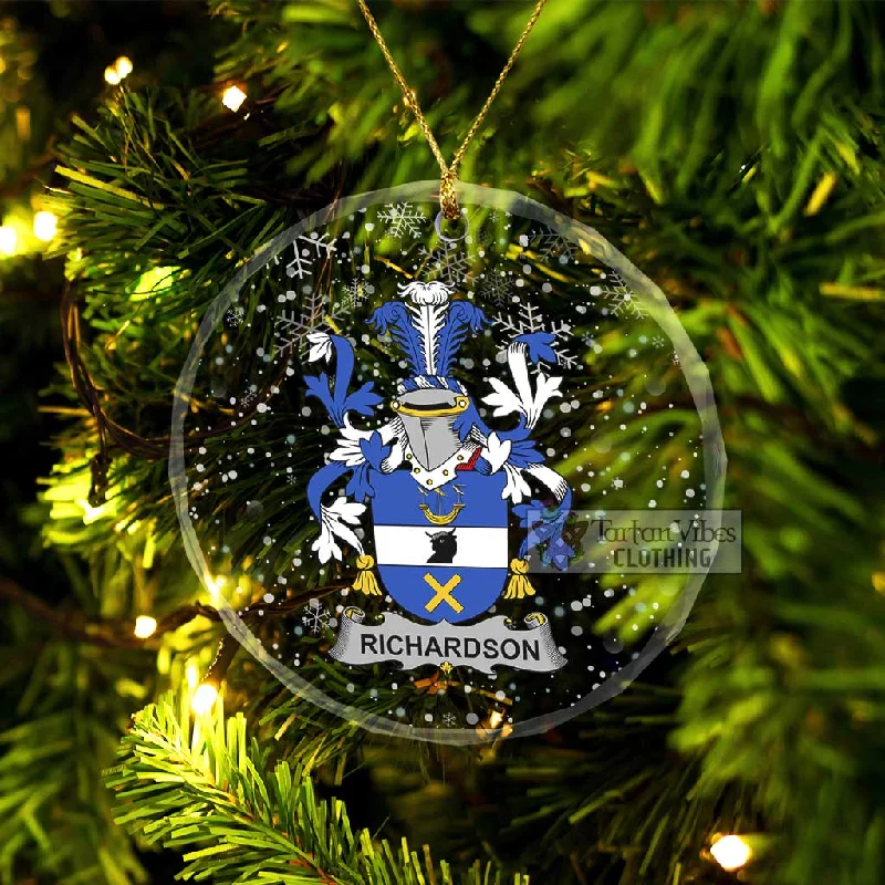 Richardson Irish Clan Christmas Glass Ornament with Coat of Arms Trench Raincoat Windbreaker