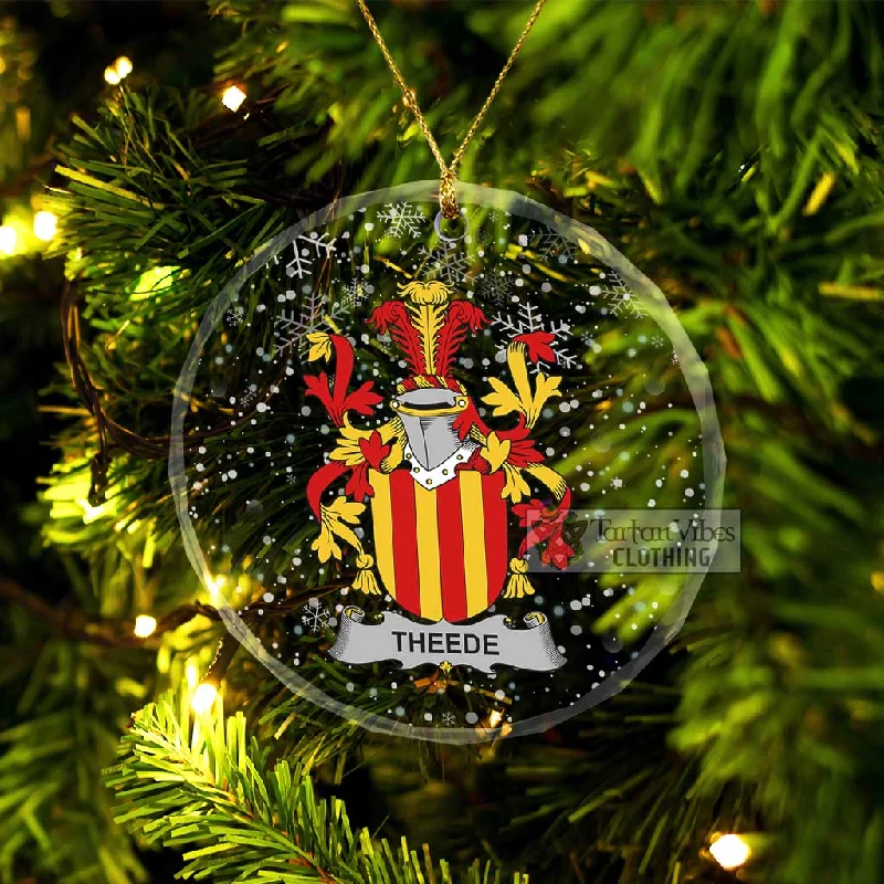 Theede Irish Clan Christmas Glass Ornament with Coat of Arms Boat Neck Jacket Square Neck Jacket One-Shoulder Jacket