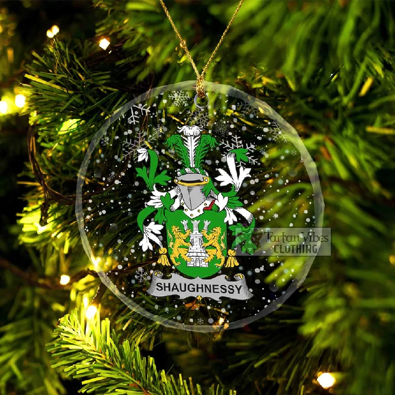 Shaughnessy Irish Clan Christmas Glass Ornament with Coat of Arms Buttoned Toggled Snapped