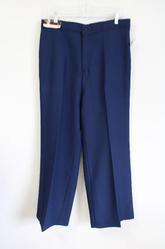 NEW JC Penny Motion Pant Blue Wide Leg Trouser | 34X30 Chinos Cotton Straight Leg