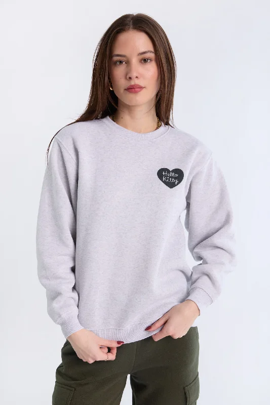 Hello Kitty Graphic Crew Neck Sweatshirt Hooded Sweatshirt Casual Wear Street Style