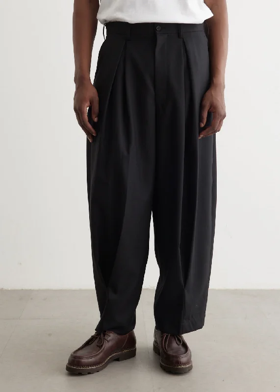 Wool Serge Front Pleat Trousers Trousers Cargo Utility