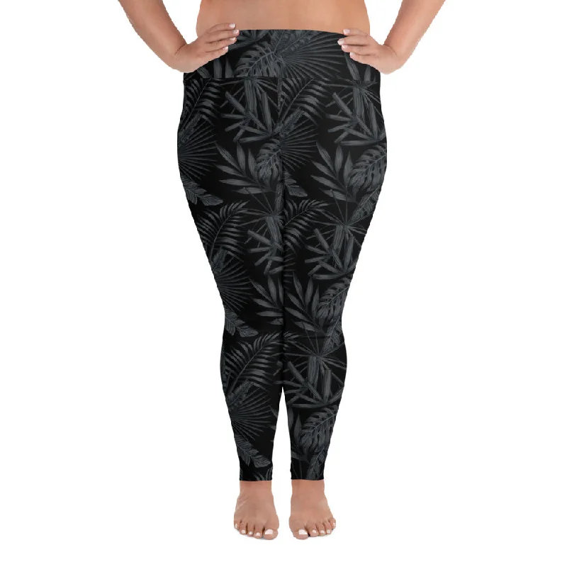 Tropicamo Black Ops Plus Size Leggings Fashionable Floral Active Leggings