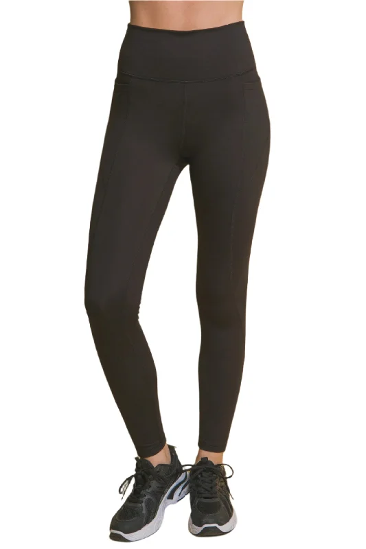 Full-Length Leggings With Side Pockets Trendy High-Compression Leggings