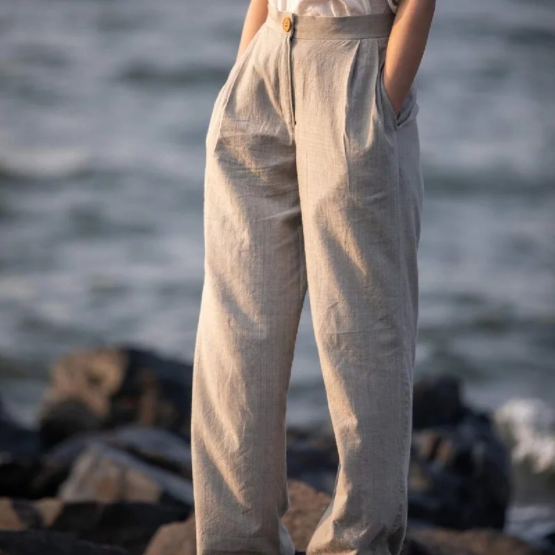 Natural Grey | Wide-Leg Trousers Trousers Office Stylish