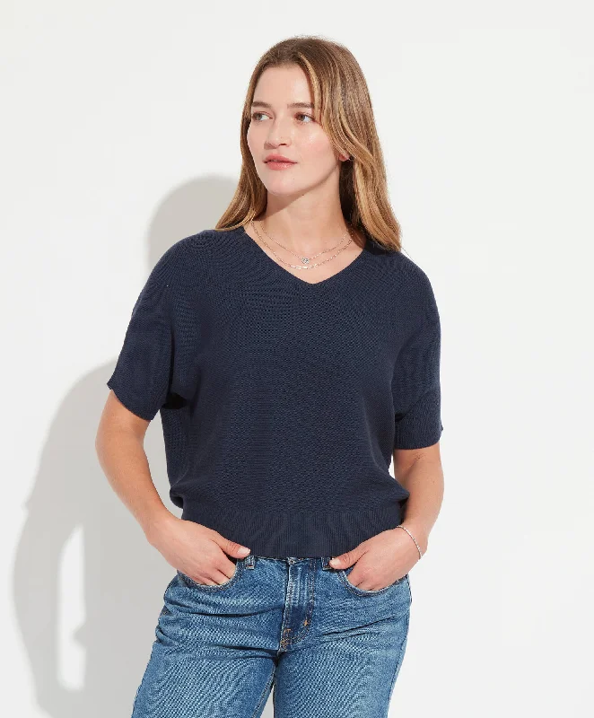 Essential V Pullover Shirred Sleeve Feminine