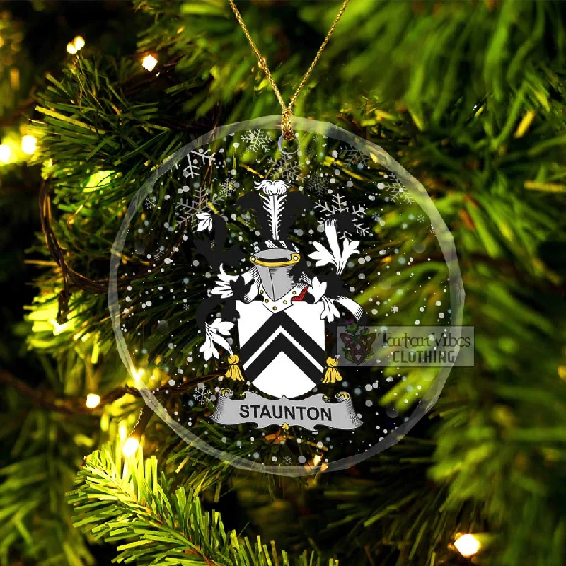 Staunton Irish Clan Christmas Glass Ornament with Coat of Arms Three-Quarter Sleeve Elbow Sleeve Wrist Sleeve