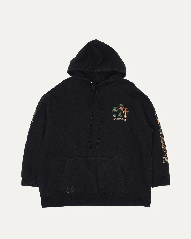 Camouflage Cemetery Cross Pullover Hoodie Hoodie with Hem Detail Decorative Unique