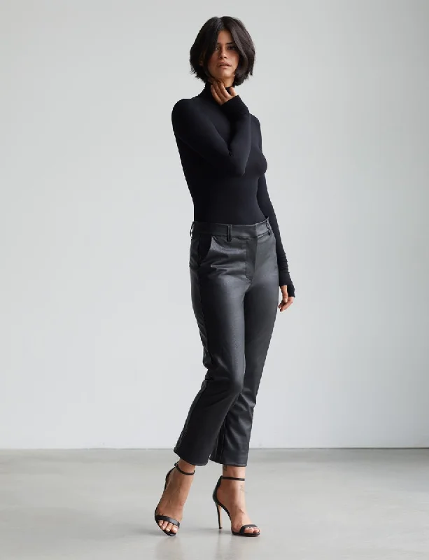 Faux Leather 7/8 Trouser | Black Trousers practical easy-care