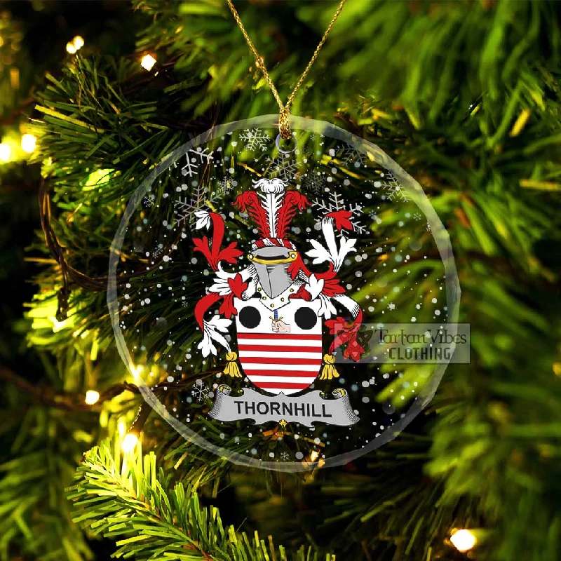 Thornhill Irish Clan Christmas Glass Ornament with Coat of Arms Toggle Coat Shawl Collar Coat Notch Collar Coat