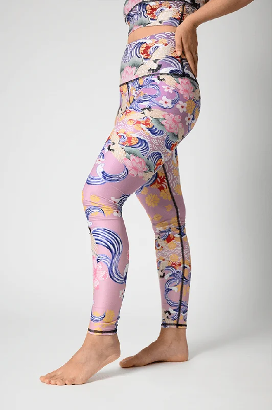 Zen Water Garden Printed Yoga Leggings Trendy Adjustable Waist Leggings