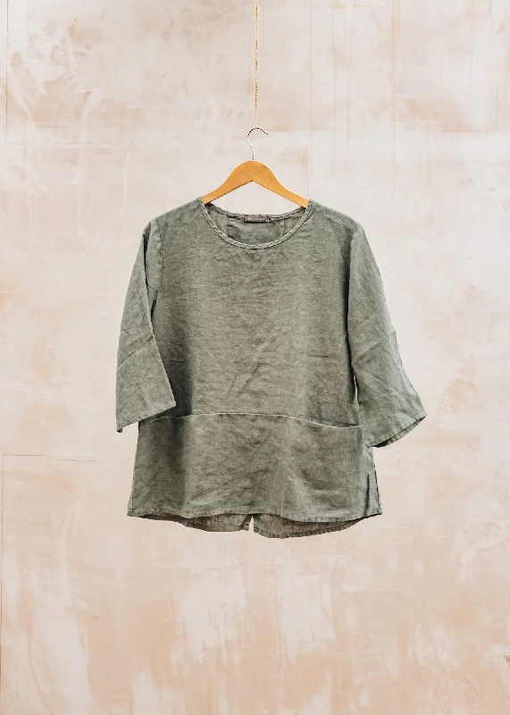 Solid Linen Pullover with Pocket in Clay Set Sleeve Pullover