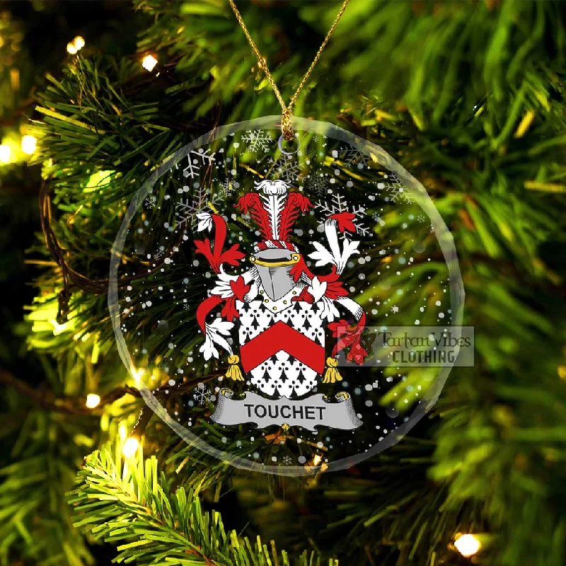 Touchet Irish Clan Christmas Glass Ornament with Coat of Arms Kimono Robe Cloak