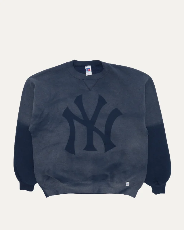 Sun Faded Russel Crewneck Sweatshirt Hoodie with Snap Buttons Easy Quick