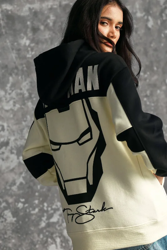 Iron Man Oversized Heavyweight Hoodie(Fleece) Hoodie with Earth Tones Natural Calm