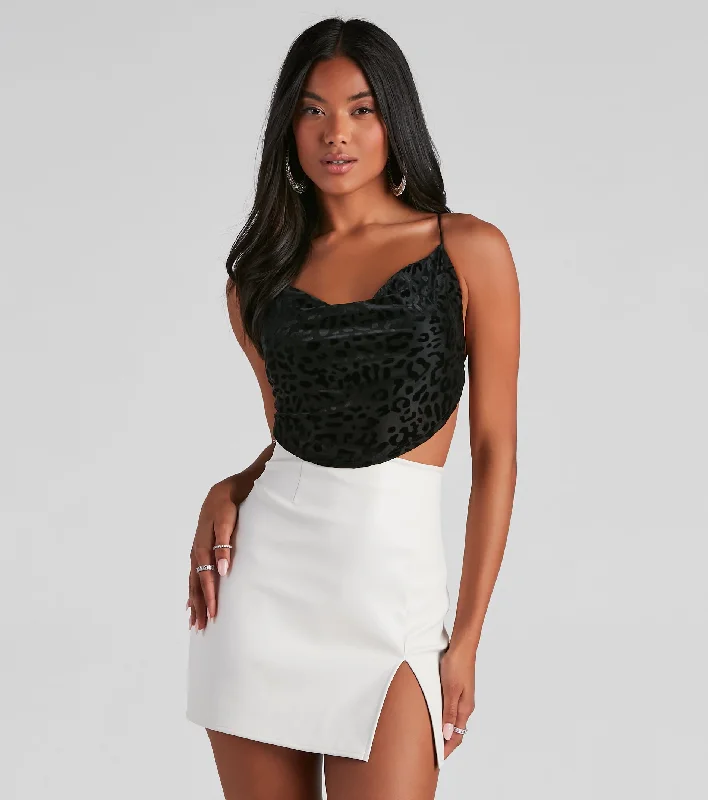 Prowlin' Leopard Strappy Crop Top Thin Crop Top Open Front Quick Dry