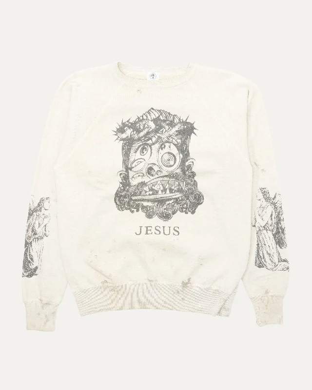 Murakami Jesus Crewneck Sweatshirt Hoodie with Oversized Fit Loose Comfortable