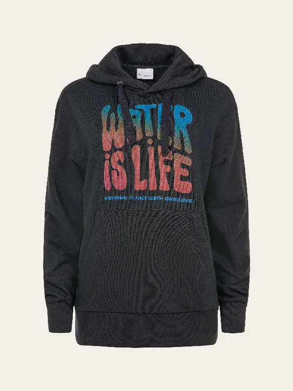 WATERAID hoodie w. kangaroo pocket - Black Jet Hoodie with Lace Feminine Delicate