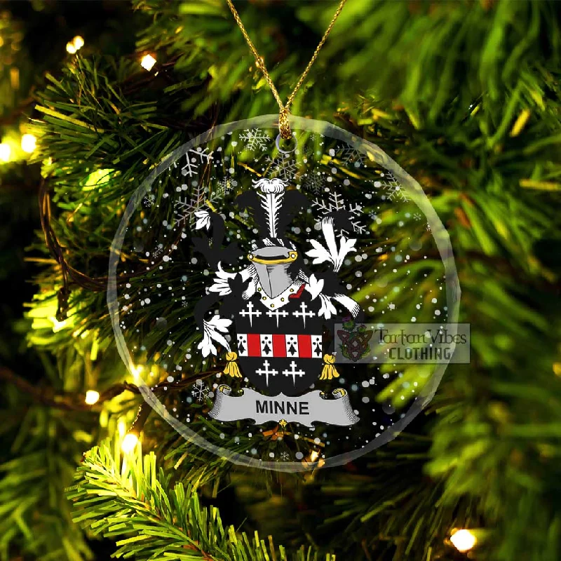 Minne Irish Clan Christmas Glass Ornament with Coat of Arms Bomber Jacket Denim Jacket Leather Jacket