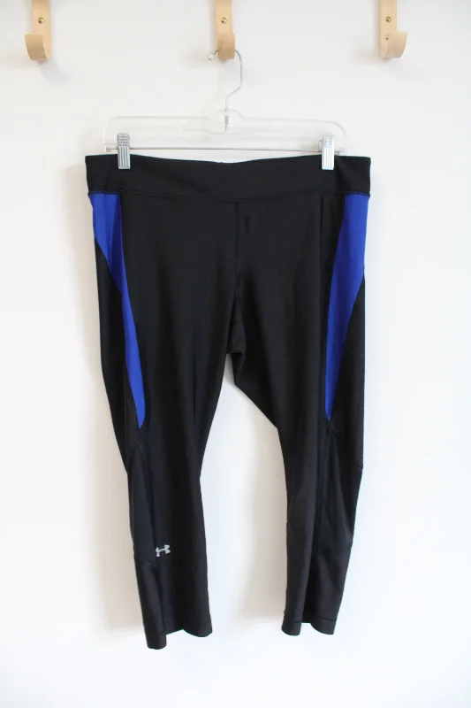 Under Armour Black and Blue Exercise Leggings | M Comfortable Printed Workout Leggings