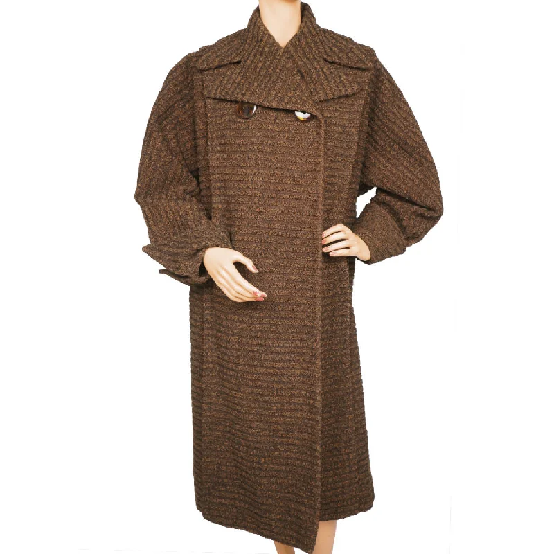 Vintage 1950s Saks Fifth Avenue Coat Ribbed Wool Ladies Size Large XL Crew Neck V-Neck Boat Neck