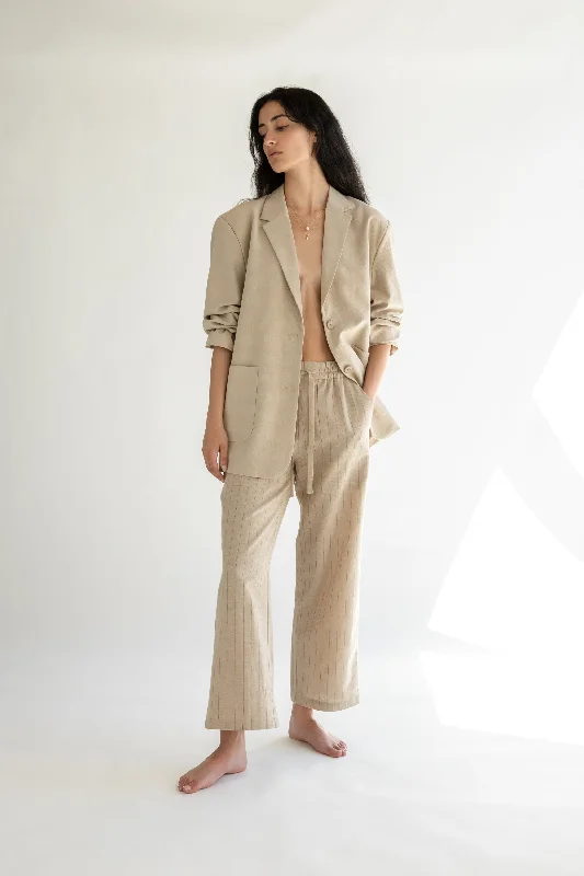STRIPED LINEN TROUSER Trousers Palazzo Wide Leg