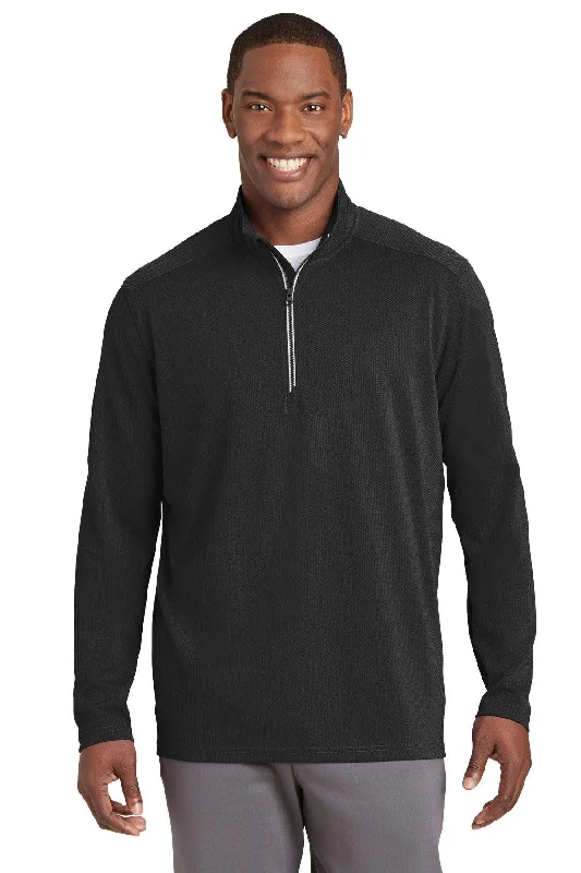 Sport-Tek Sport-Wick Textured 1/4-Zip Pullover.  ST860 Oblong Neck Pullover