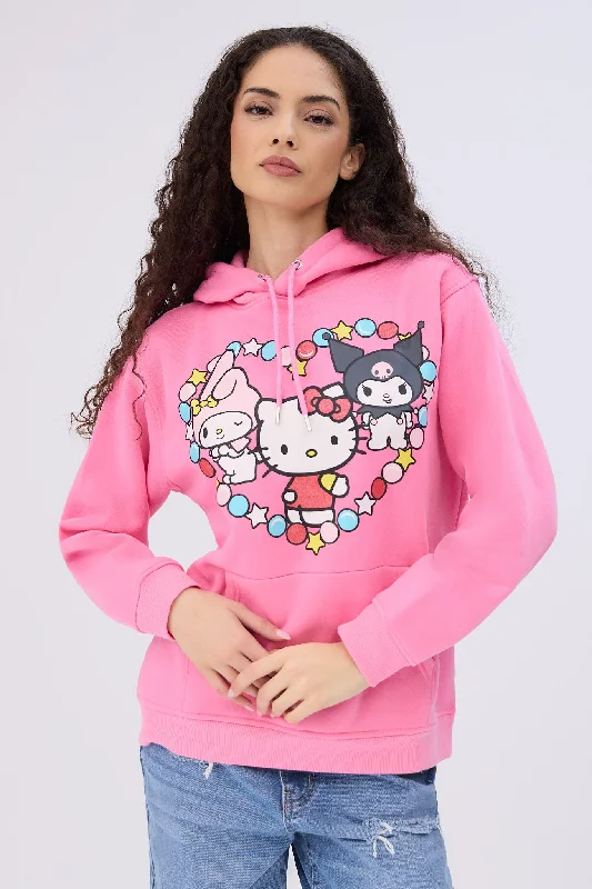 Hello Kitty And Friends Graphic Hoodie Hoodie with Pattern Geometric Abstract