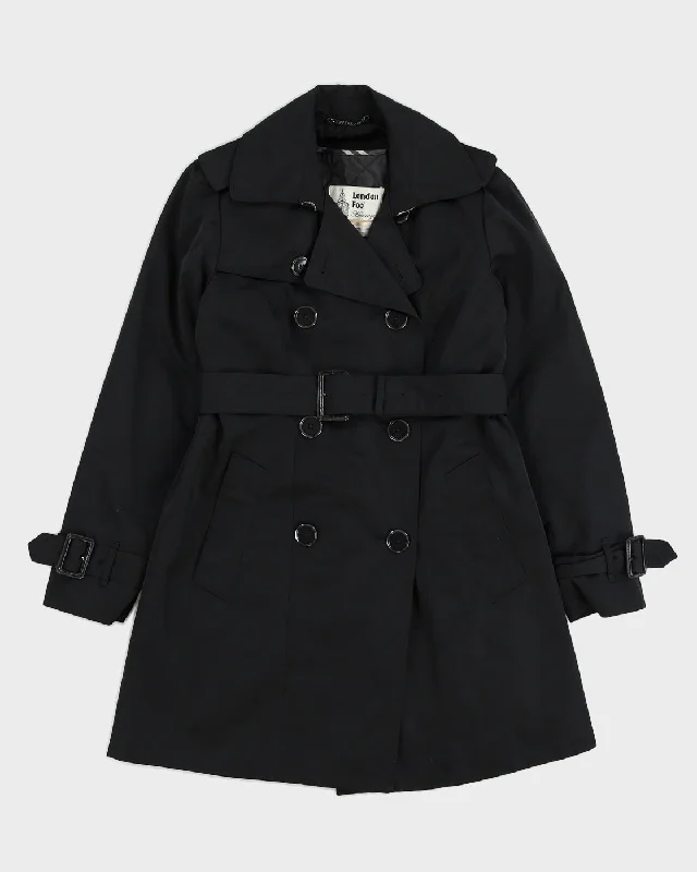 London Fog Black Mac Trench Coat - S Stole Shawl Scarf