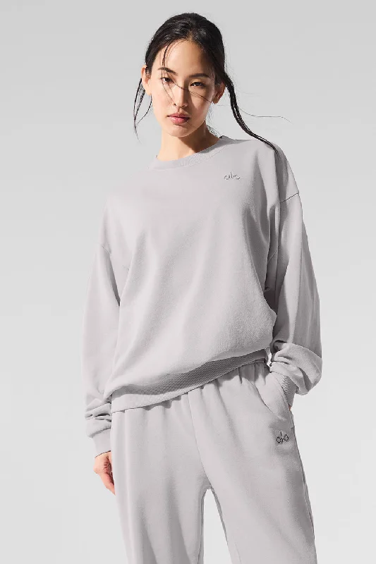 Washed Accolade Crew Neck Pullover - Grey Sky Wash Sheath Sleeve Elegant