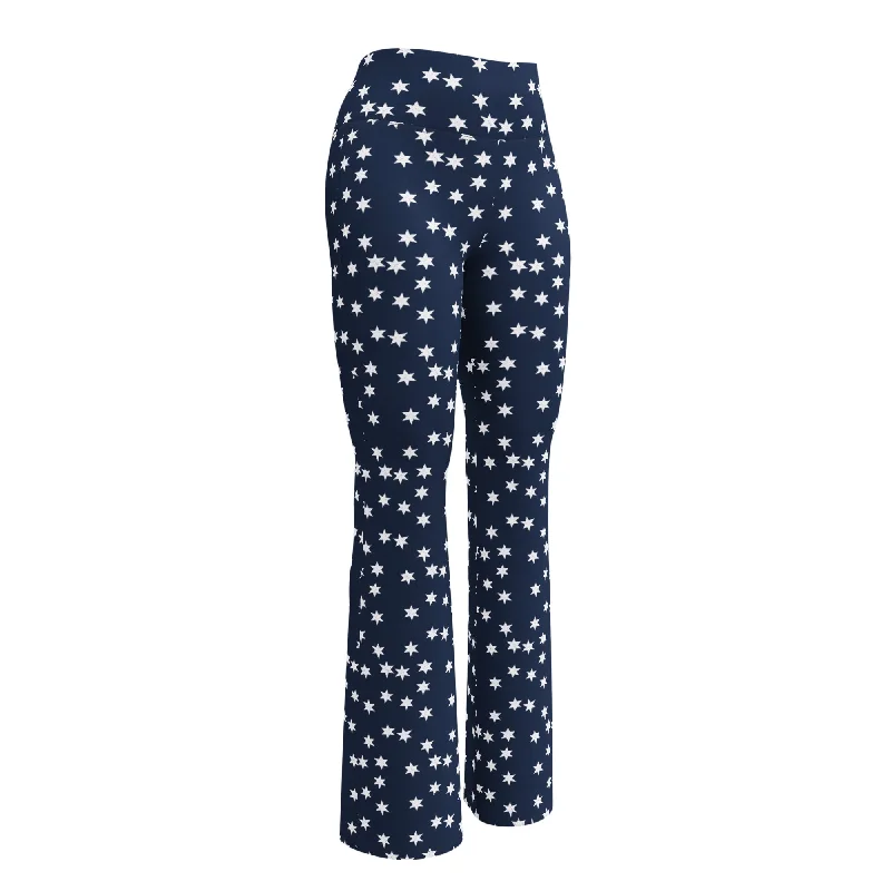 Colonial Revolution Stars Flare Leggings Stylish Pockets Active Leggings