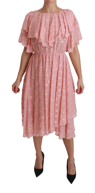Elegant Pleated Midi A-Line Dress Trendy Off-Shoulder Button Midi Dress