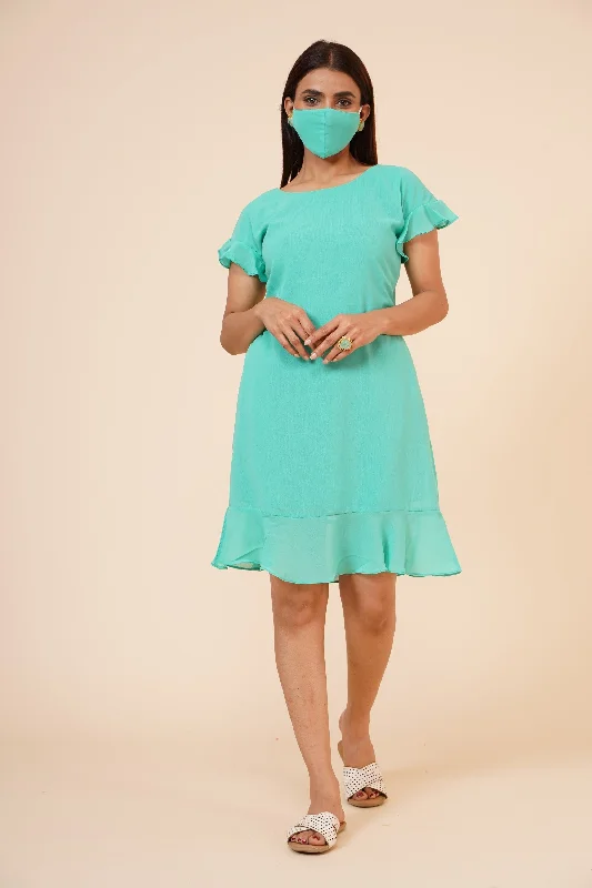 Women's Green Midi Casual Dress - MIRACOLOS by Ruchi Stylish Button-Down Midi Dress