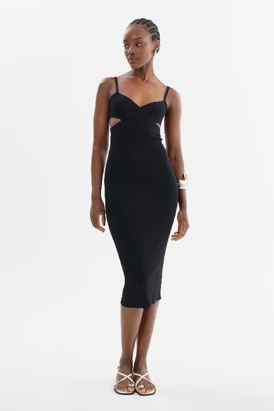 LIDIA | Midi Knit Dress Stylish Striped Midi Dress