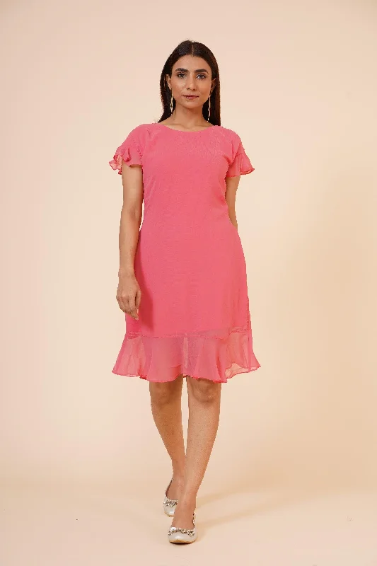 Women's Peach Midi Casual Dress - MIRACOLOS by Ruchi Stylish Button-Up Midi Dress