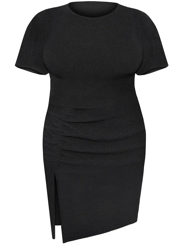 Plus Womens Asymmetric Midi Wear to Work Dress Elegant Floral Skirt Midi Dress
