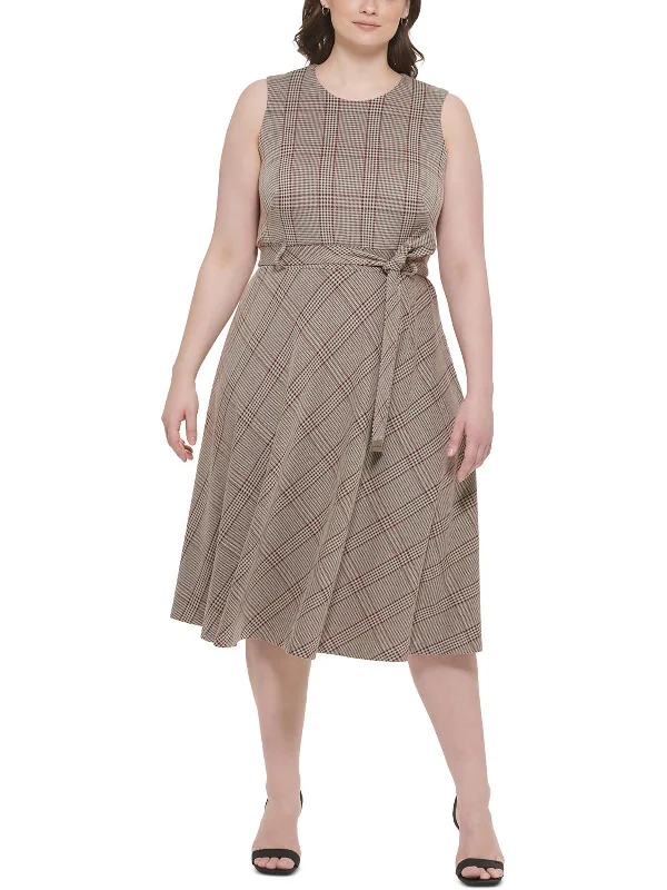Plus Womens Office Midi Wear To Work Dress Fashionable High-Low Midi Dress
