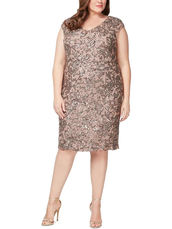 Plus Womens Patterned Midi Sheath Dress Comfortable Stretch Midi Dress