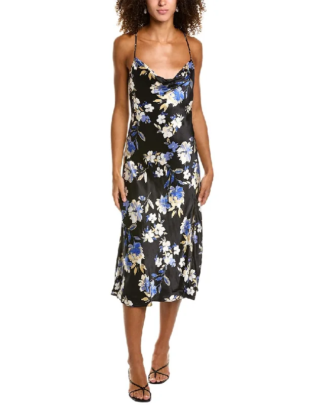 Socialite Cowl Midi Slip Dress Chic Floral Print Midi Dress
