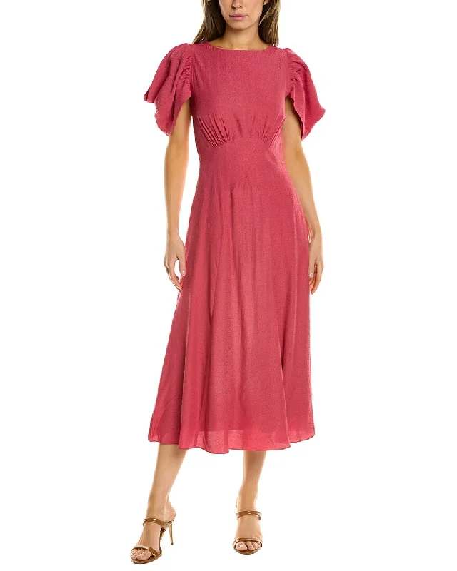 Ted Baker Midi Tea Dress Elegant Satin Button Midi Dress