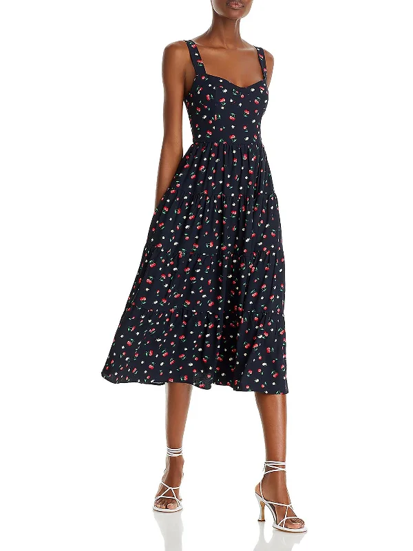Womens Daytime Midi Sundress Trendy Fit-and-Flare Midi Dress