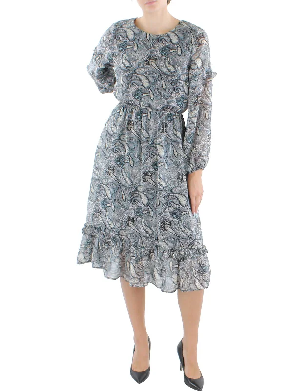 Womens Paisley Midi Fit & Flare Dress Trendy Bodycon Midi Dress