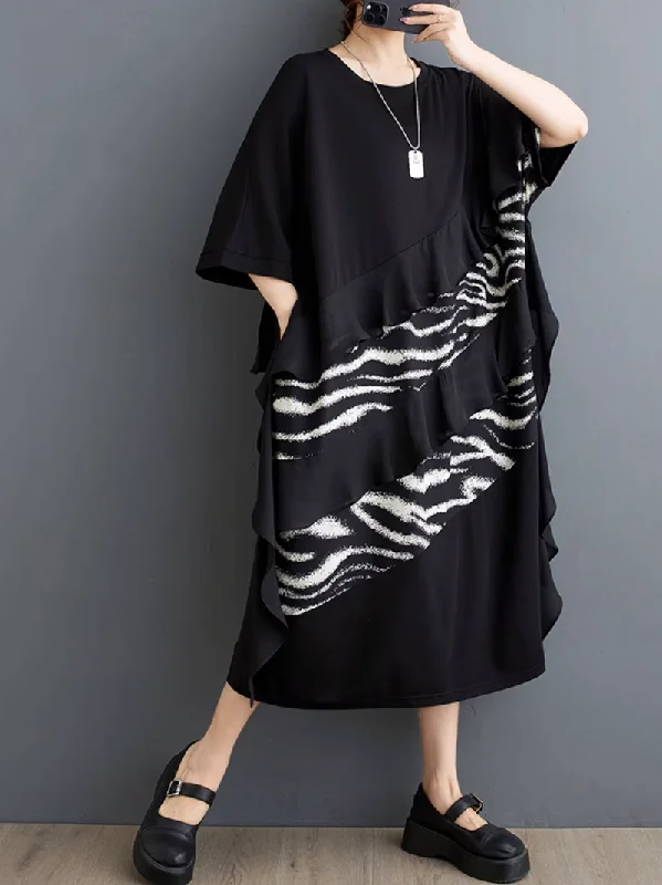 Women's Relaxed Fit Summer Casual Printed Midi Length Dress Chic Off-Shoulder Midi Dress Women's Relaxed Fit Summer Casual Printed Midi Length Dress Chic Off-Shoulder Midi Dress