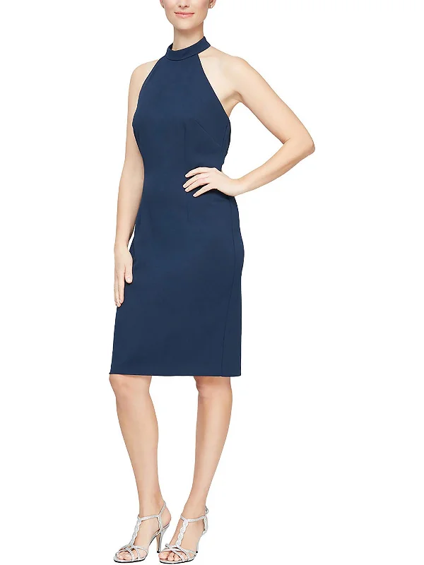 Womens Ruffled Midi Sheath Dress Fashionable Shift Midi Dress