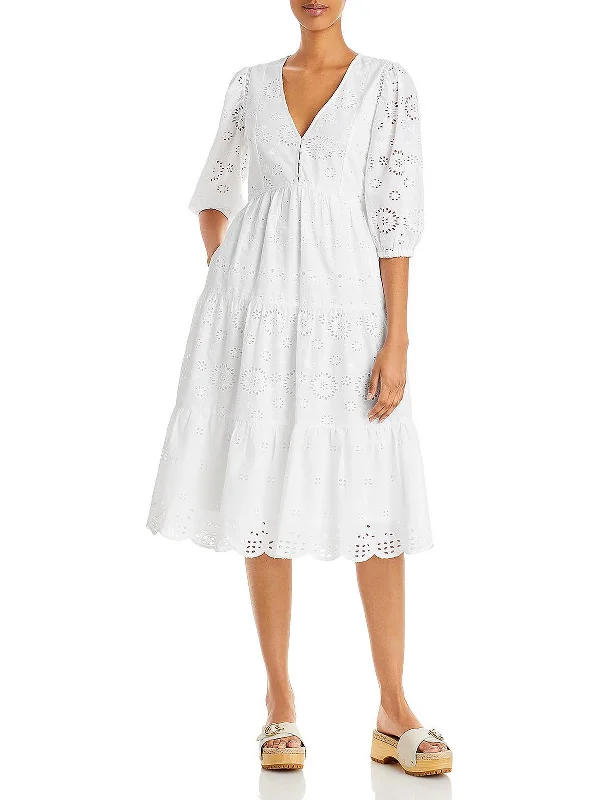 Womens Tiered Midi Fit & Flare Dress Fashionable Skater Midi Dress