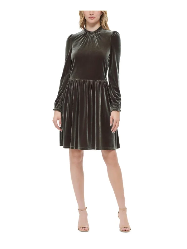 Womens Velvet Midi Fit & Flare Dress Stylish Silk Midi Dress