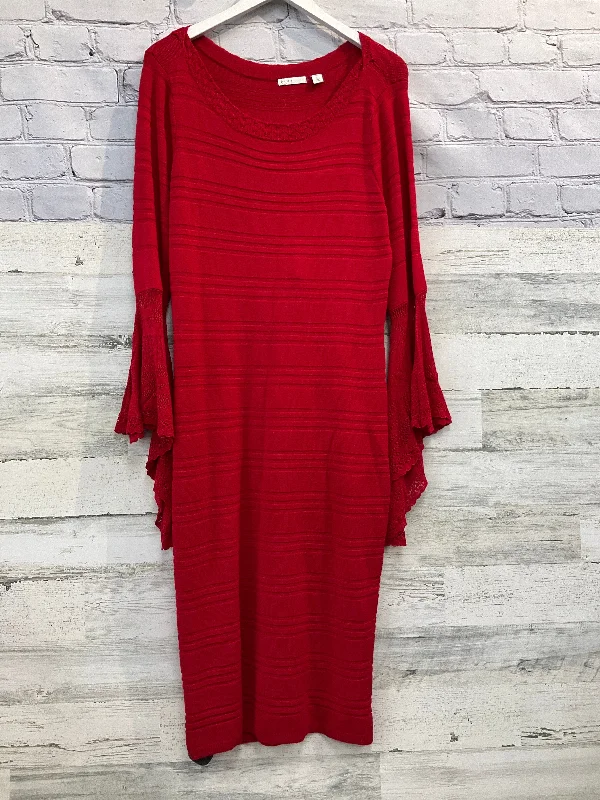 Dress Casual Midi By Cato In Red, Size: M Elegant V-Neck Midi Dress