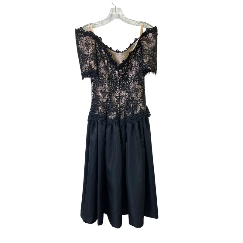 Dress Casual Midi By Bianchi Boston In Black, Size:8 Elegant Lace Trim Midi Dress